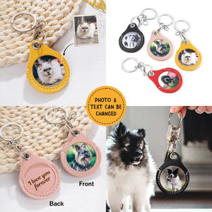 Personalized Custom Pet Photo Leather Keychain Gift for Pet Lover/Owner