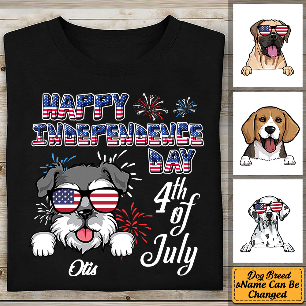 Personalized T-Shirt Happy Independence Day With Dog