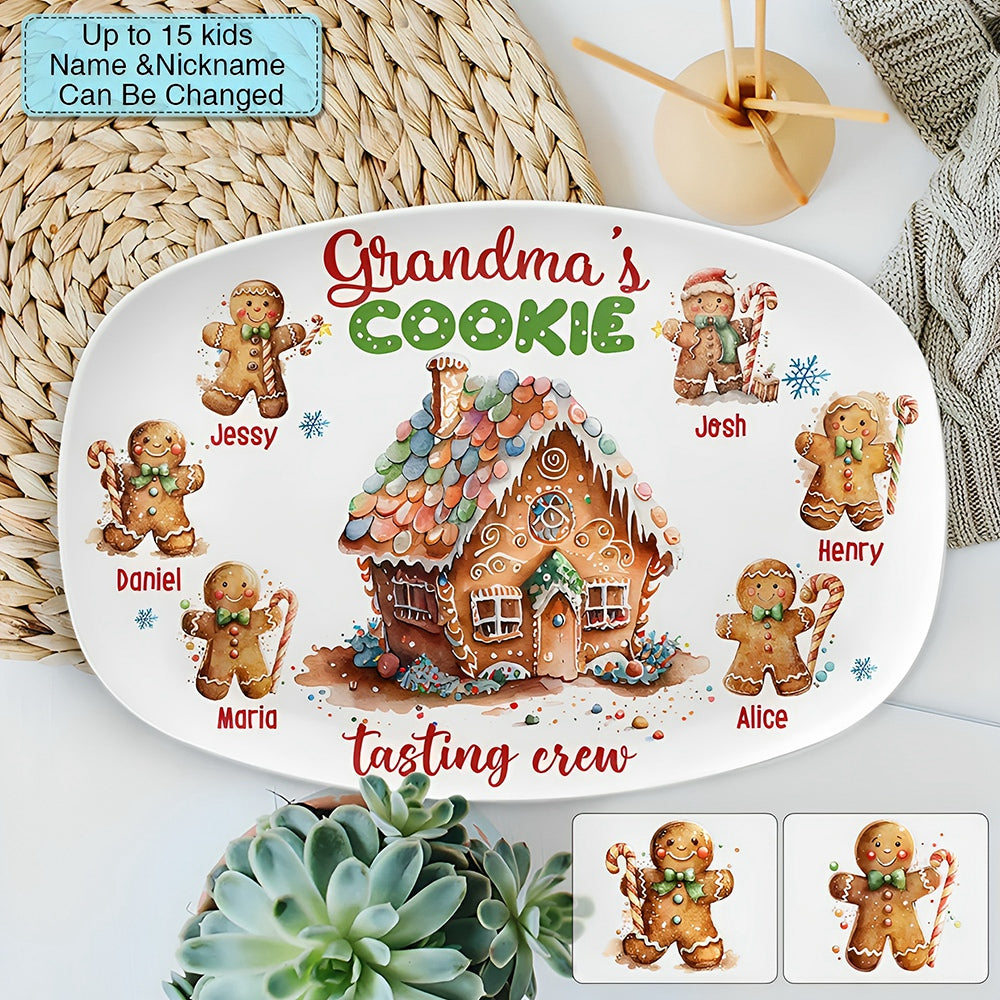 Grandma's Cookie Tasting Crew Personalized Custom Platter Christmas Gift For Grandma Mom Family Members