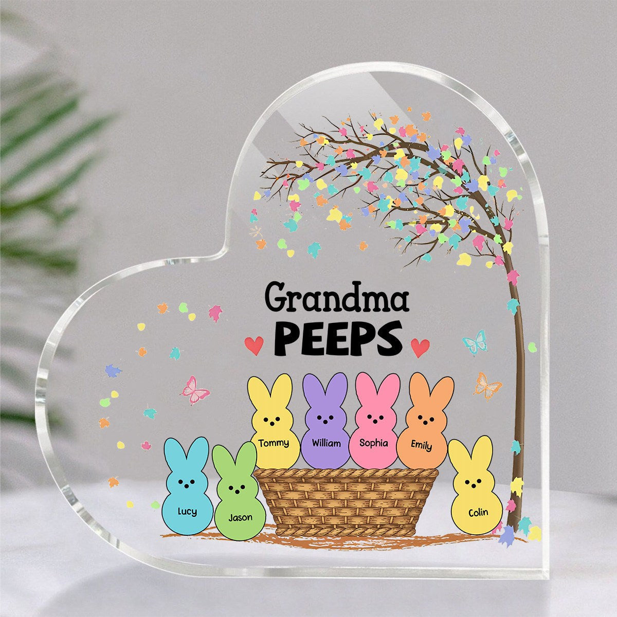 Personalized Grandma's Easter Heart-Shaped Acrylic Plaque