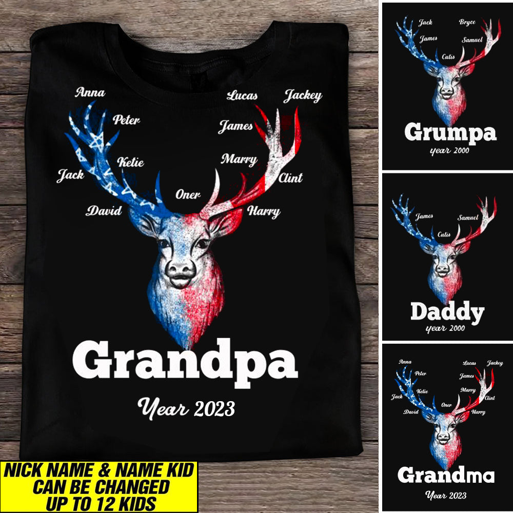 Personalized Grandpa Flag Independence Day T-Shirt