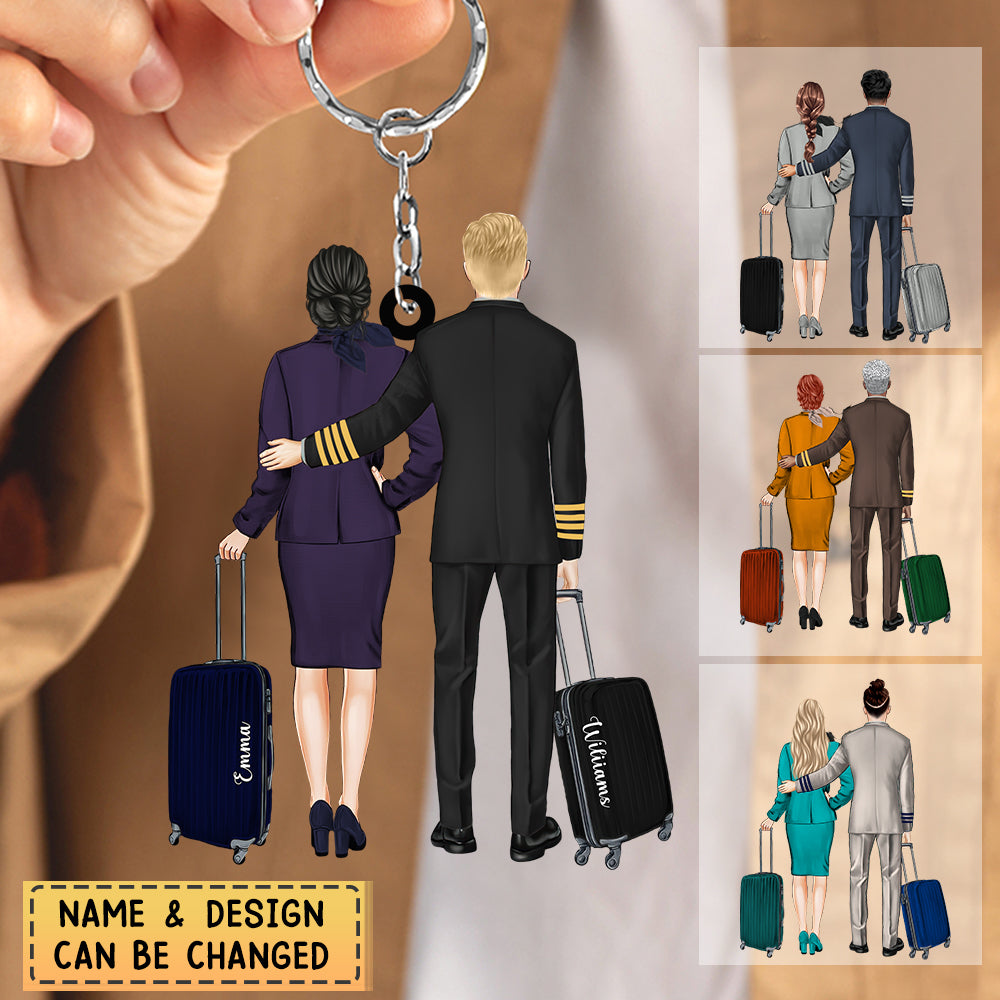 Personalised Airline Pilot Couple Acrylic Keychain