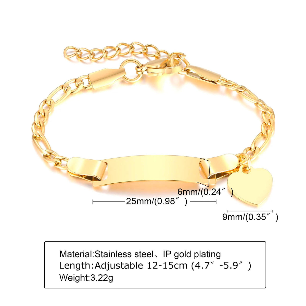 Personalized Kid Adjustable Heart Bracelet