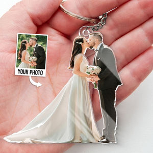 Personalized Custom  Photo Shaped Acrylic Keychain - Gift For Husband Wife, Anniversary