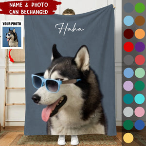 Custom Pet Blanket, Personalized Dog Blanket, Using Pet Photo & Name, Dog Face Blanket, Cat Picture Blankets