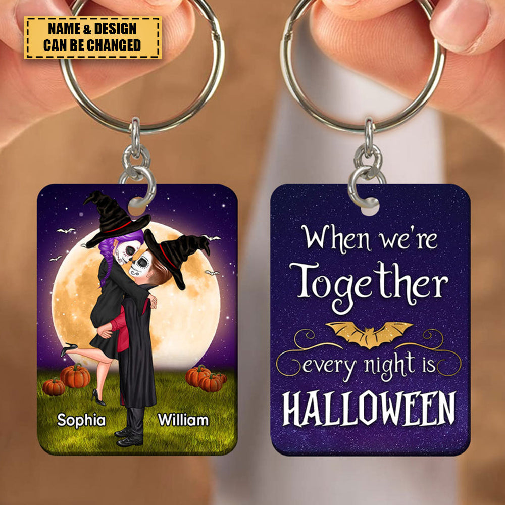 Halloween Couple Kissing When We're Together Everynight Is Halloween Personalized Stainless Steel Keychain