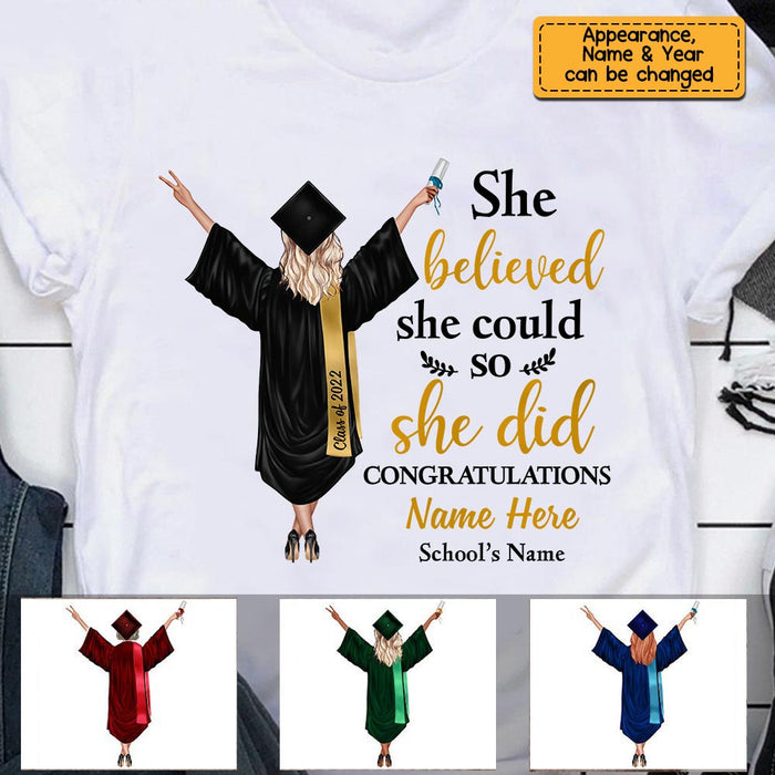 Personalized Graduation Girl She Did It T-Shirt