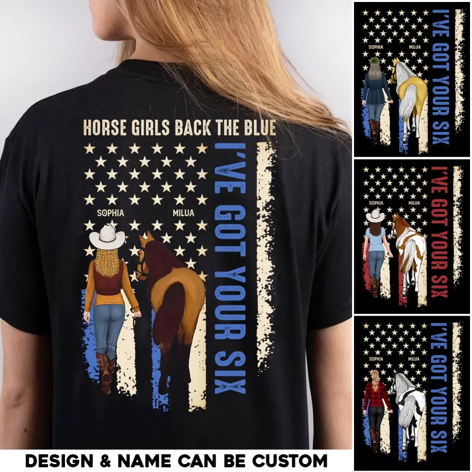 Personalized Horse Girls Back The Blue I've Got Your Six T-shirt