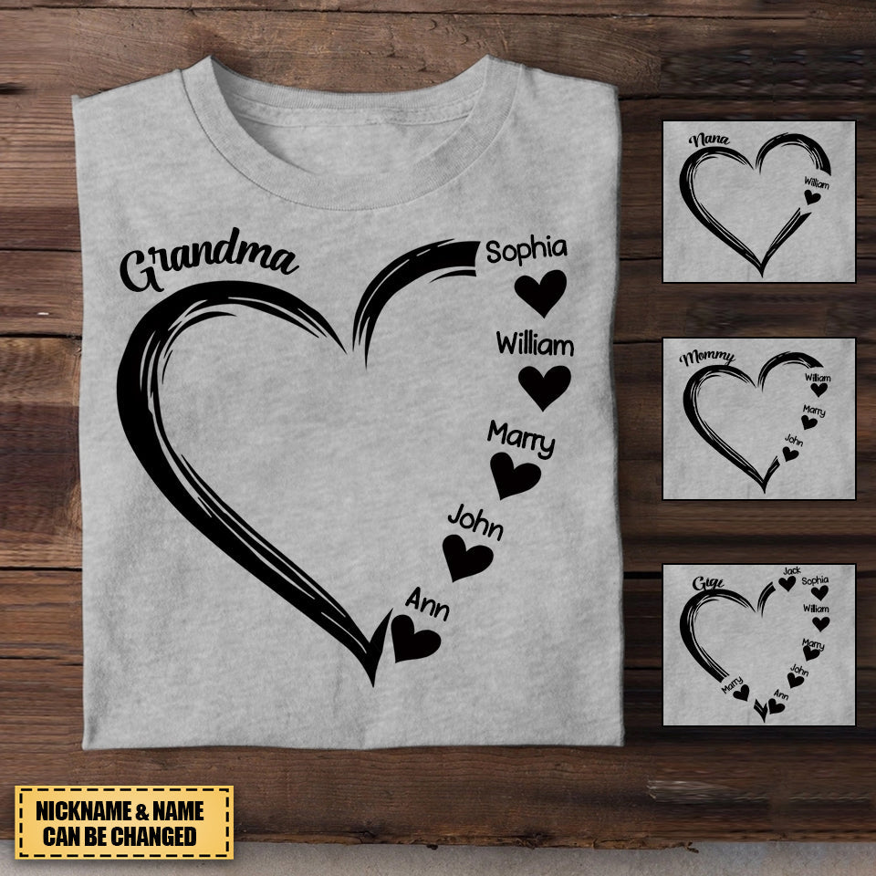 Personalized Sweet Heart Grandma, Nana, Mom Kids T-Shirt