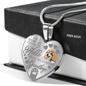 Personalized Pet Memorial Heart Necklace You Were My Favorite Hello For Pet