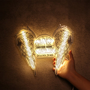 Customized Angel Wings Name Date LED Light