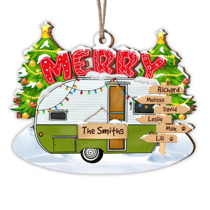 Personalized Merry Christmas Couple Camping Christmas Ornament, Gift For Camping Lover