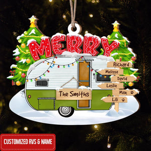 Personalized Merry Christmas Couple Camping Christmas Ornament, Gift For Camping Lover