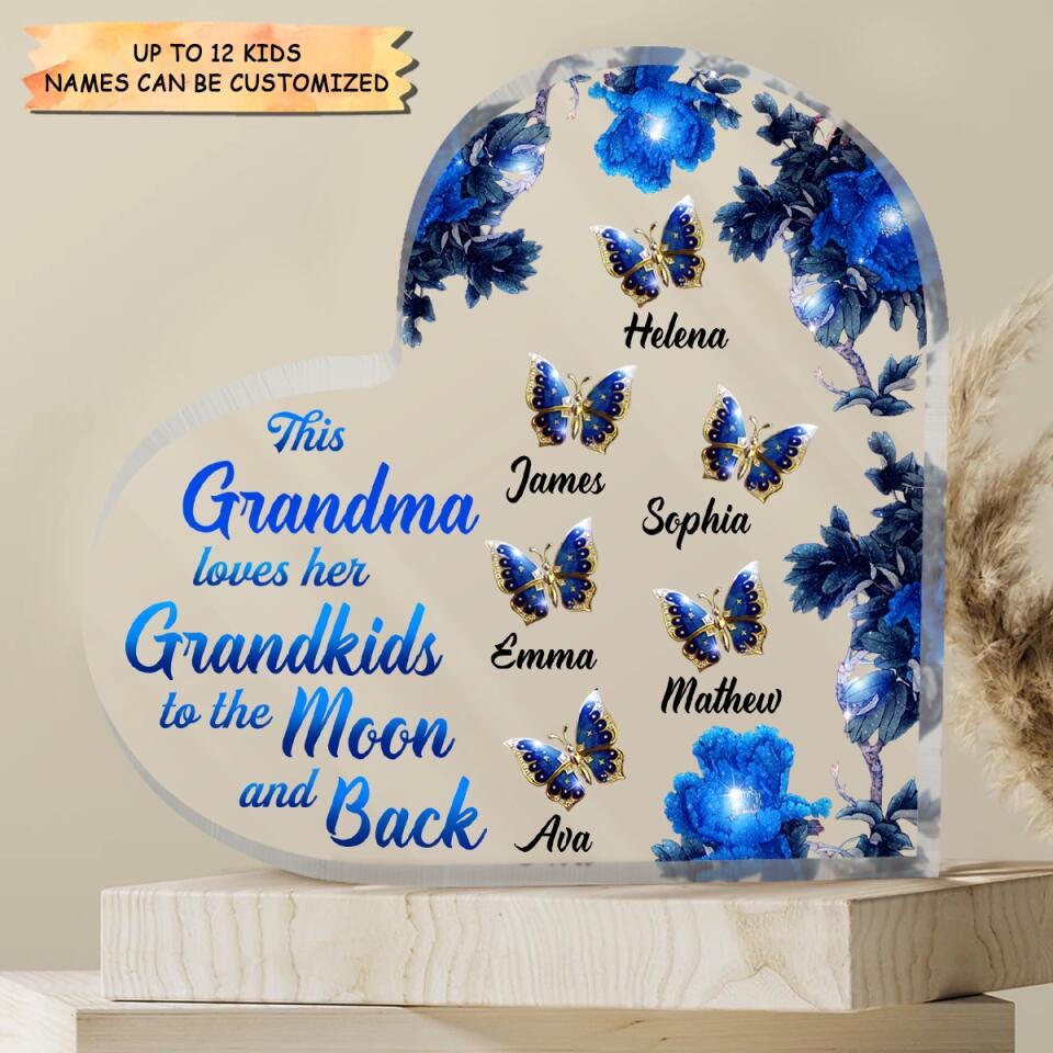 Personalized Heart-Shaped Acrylic Plaque - Gift For Grandma - This Grandma Loves Her Grandkids To The Moon And Back