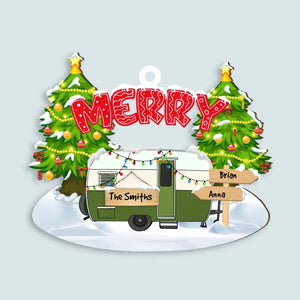 Personalized Merry Christmas Couple Camping Christmas Ornament, Gift For Camping Lover