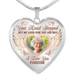 Personalized Memorial Heart Necklace Your Heart Stopped Custom Memorial Gift