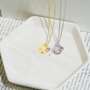 Personalized Charm and Birthstone Cross Necklace