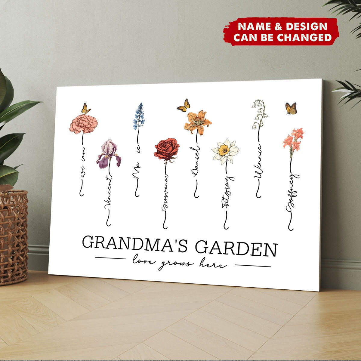 Personalized Grandma‘s Garden Love Grows Here Beautiful Birth Month Fl ...