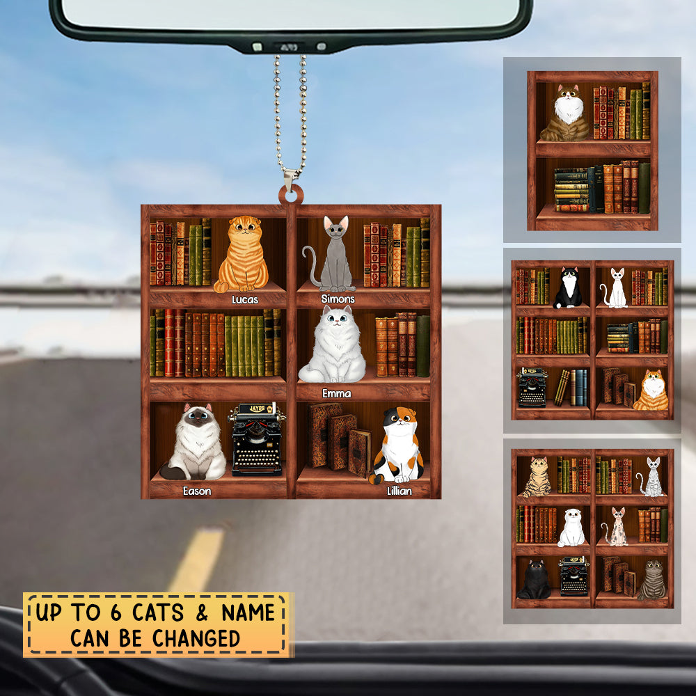 Personalized Cat Parents Book Lovers Wood Ornament