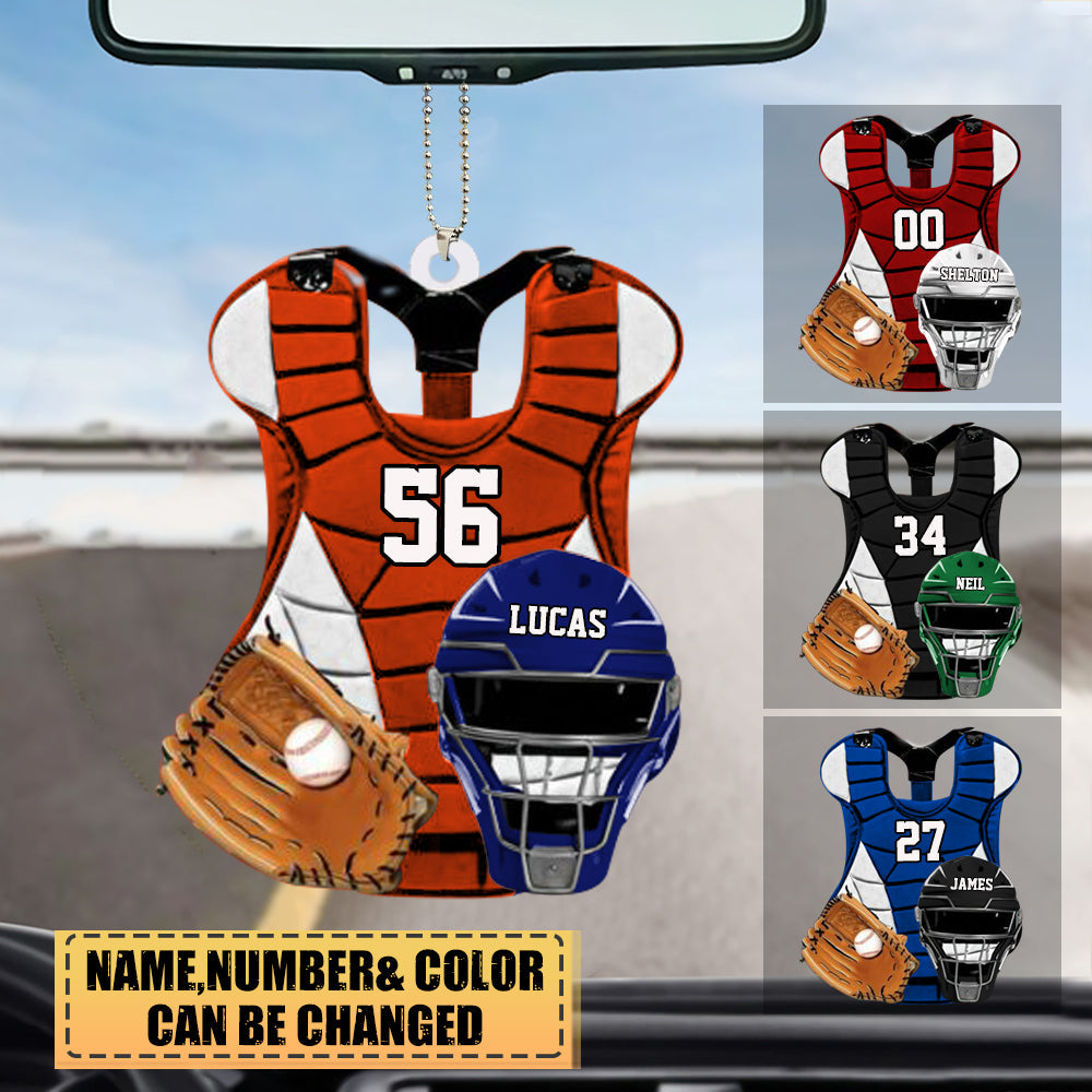 Personalized Baseball Catcher Chest Protector And Helmet Acrylic Ornament