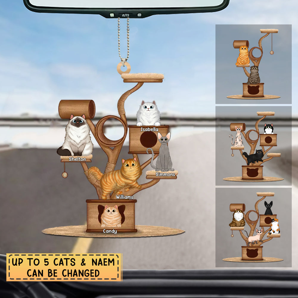 Personalized Cat Tower Wood Ornament
