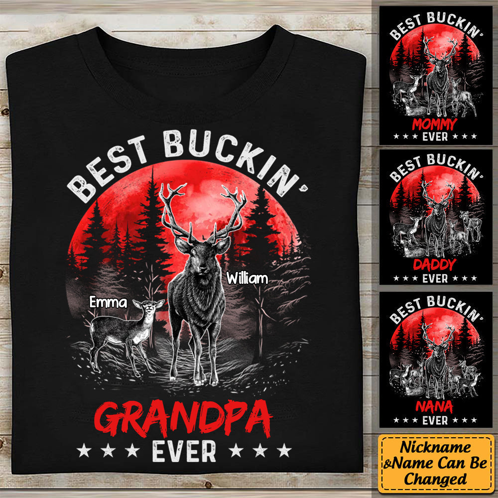Personalized T-Shirt Best Buckin' Grandpa Ever, Gift For Father, Grandpa