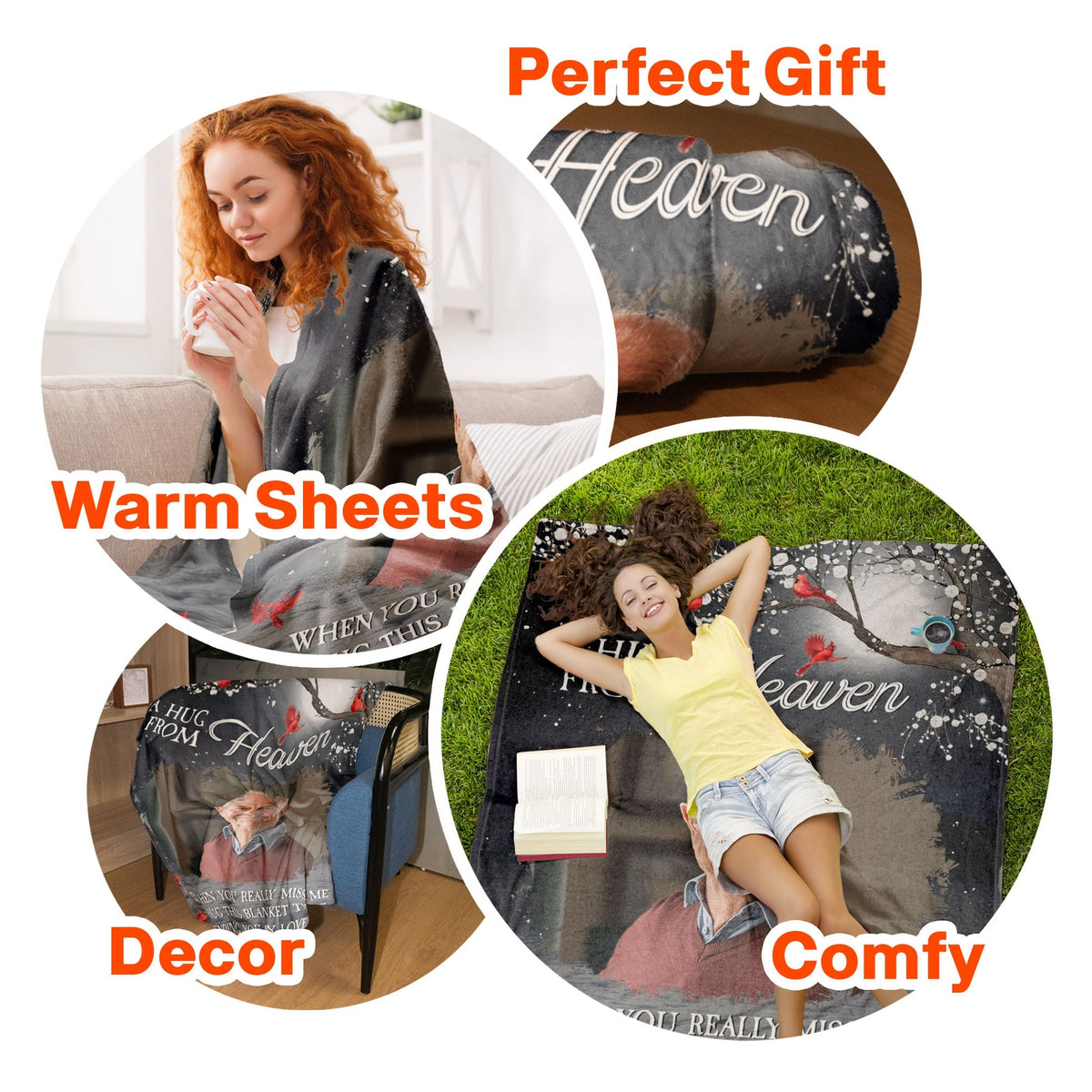 A Hug From Heaven - Personalized Photo Memorial Blanket