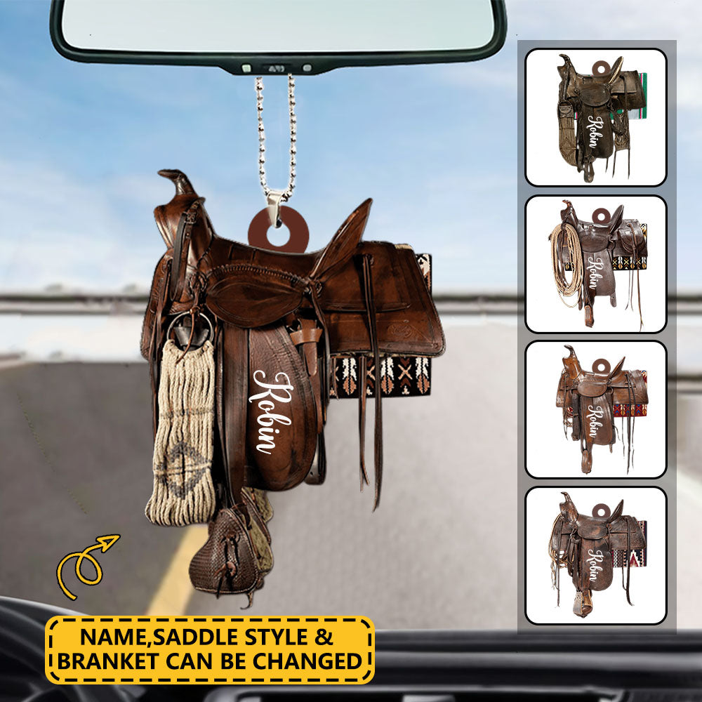 Horse Saddle - Personalized Flat Car Ornament 2