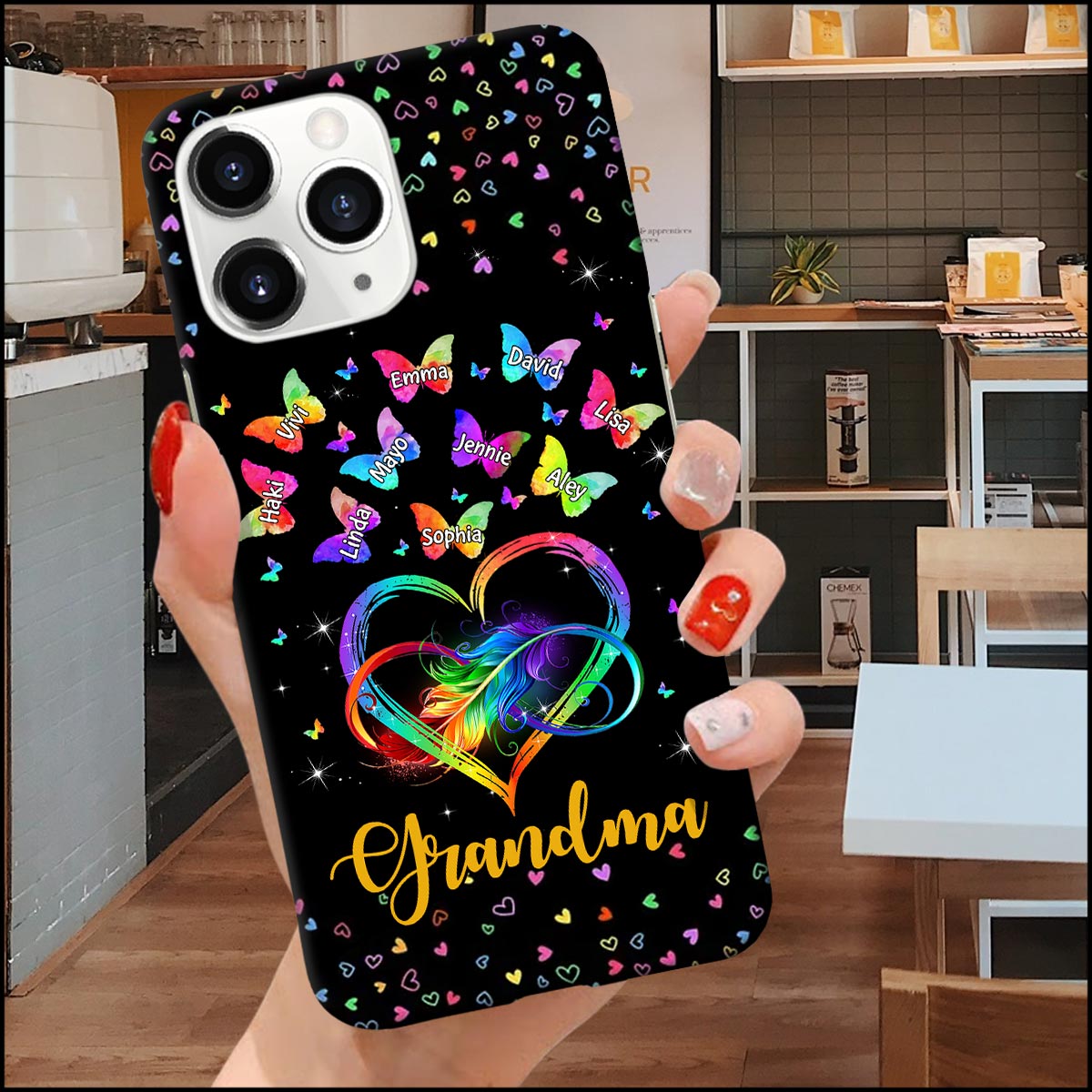 Personalized Colorful Rainbow Heart Infinity Grandma Mom Butterfly Kids Phone Case