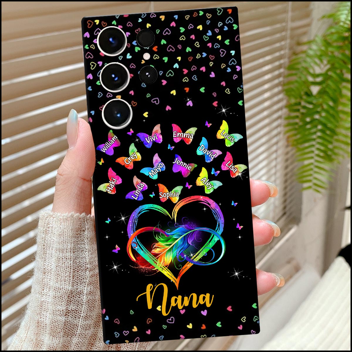 Personalized Colorful Rainbow Heart Infinity Grandma Mom Butterfly Kids Phone Case