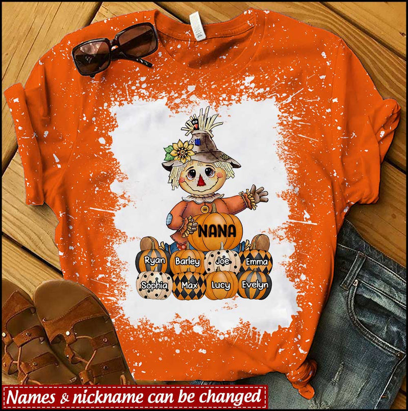 Personalized Fall Season Scarecrow Grandma- Mom With Little Pumpkin Kids 3d T-Shirt