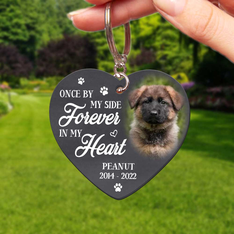 Once By My Side Forever In My Heart Personalized Memorial Keychain - barods