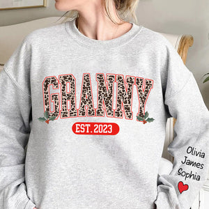 Grandma Nana Mom Leopard Personalized Sweatshirt