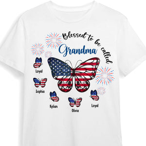 Personalized Gift For Mom Grandma 4th Of July Patriotic Butterfly T-Shirt