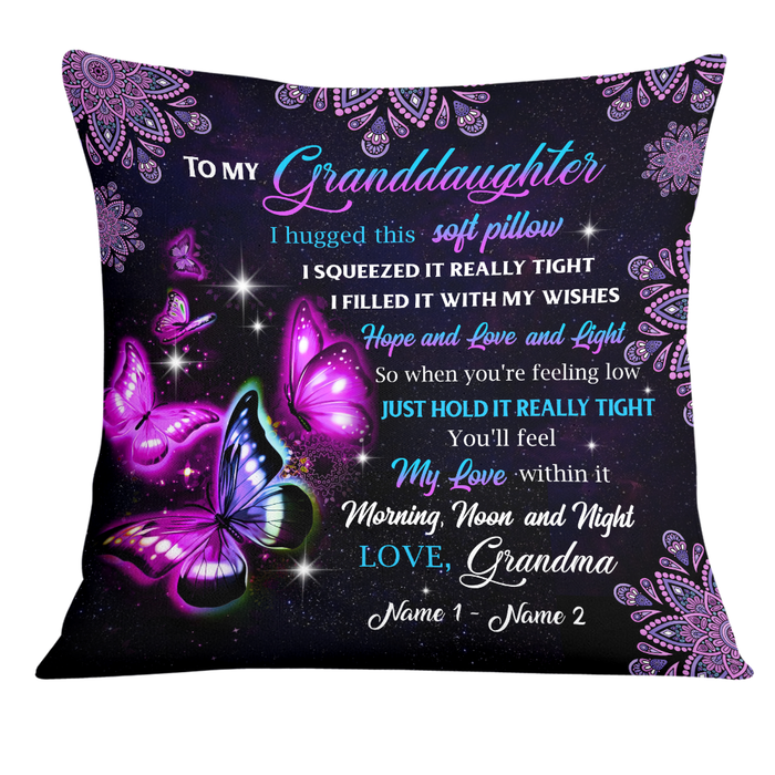 Grandma To My Granddaughter Butterfly Personalized Pillow