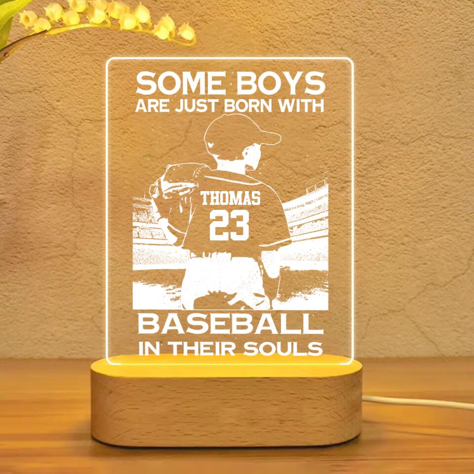 Personalized Some Boys Are Just Born with Baseball in Their Souls Led Lamp Acrylic Plaque
