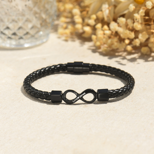 To My Man, Personalized Dual Name Infinity Leather Bracelet