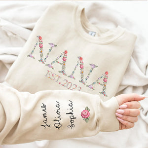 Personalized Grandma Mom Est. Floral Sweatshirt