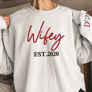 Wifey And Hubby - Personalized Couple Sweatshirt