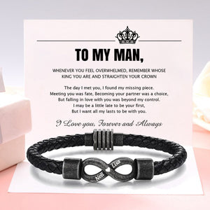 To My Husband-Personalized Couple names Leather Bracelet