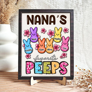 Personalized Grandma's Favorite marshmallow 2 Layers Wooden Plaque With Stand