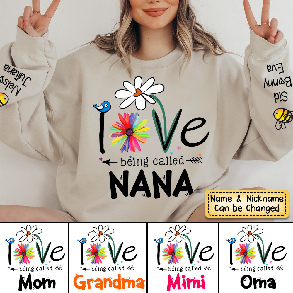 Personalized Grandma Mom Love Bee Flower Sweatshirt