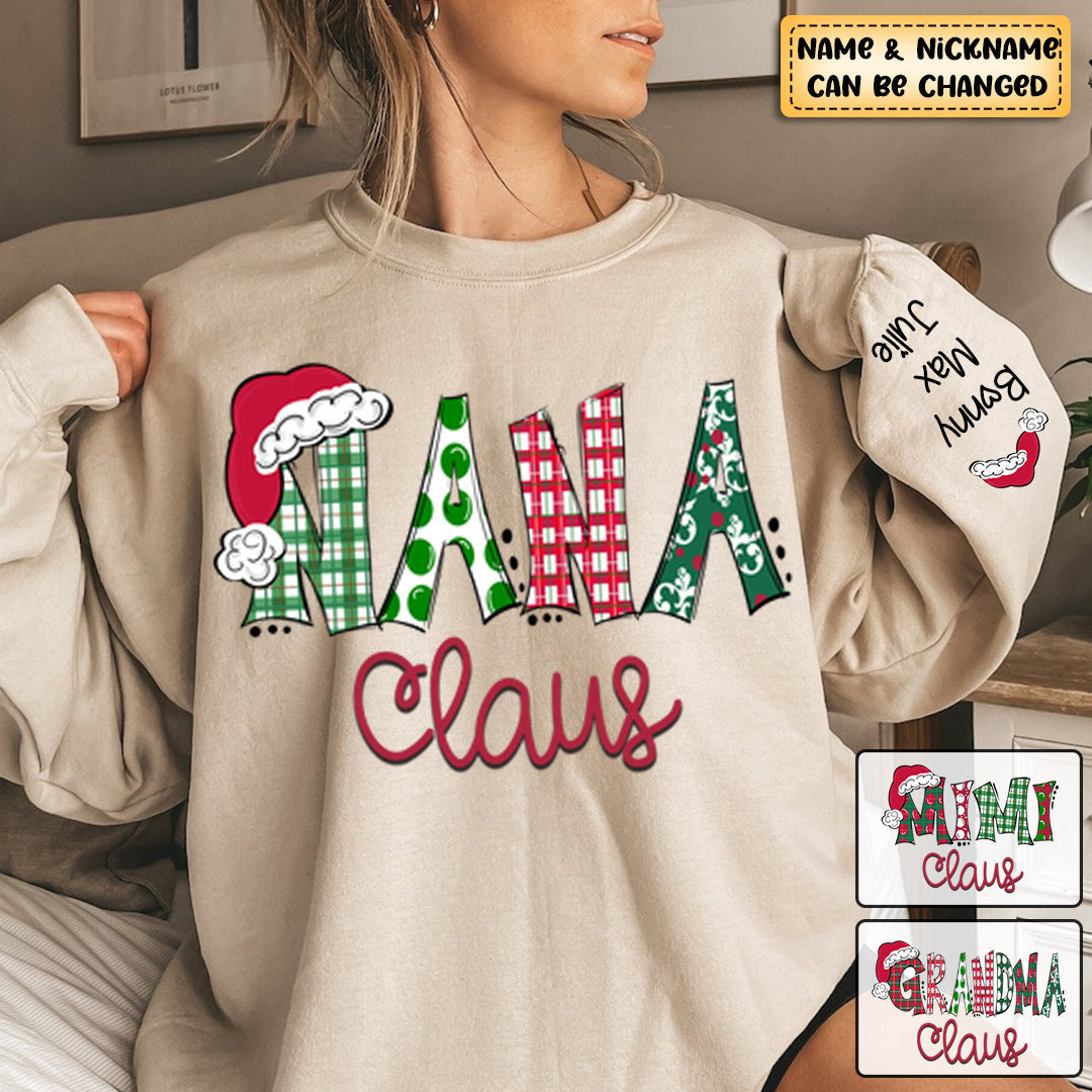 Personalized Grandma Claus Kids Hat Christmas Sweatshirt