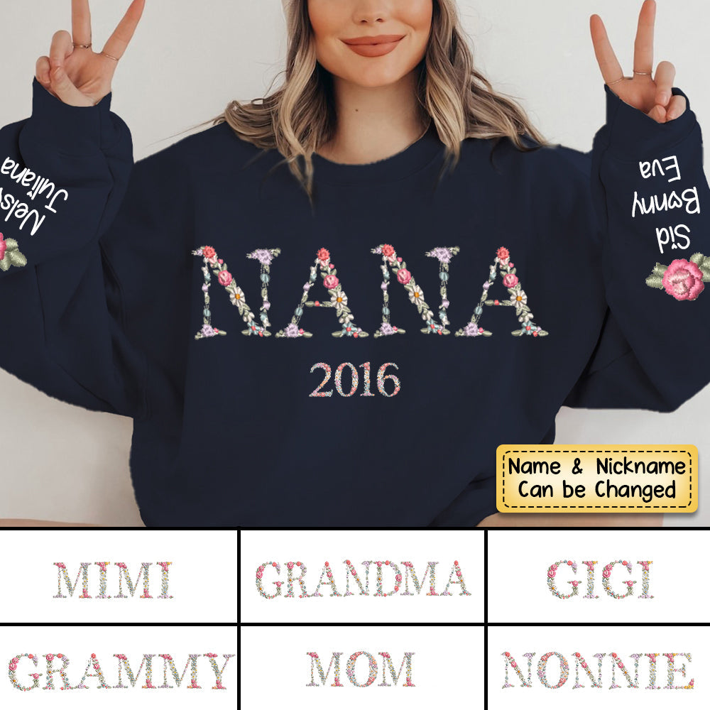 Personalized Grandma Mom Est. Floral Sweatshirt