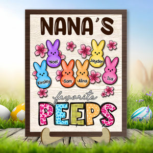 Personalized Grandma's Favorite marshmallow 2 Layers Wooden Plaque With Stand