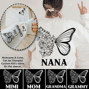 Personalized Grandma/Mom Kids Butterfly Sweatshirt