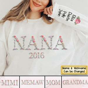Personalized Grandma Mom Est. Floral Sweatshirt