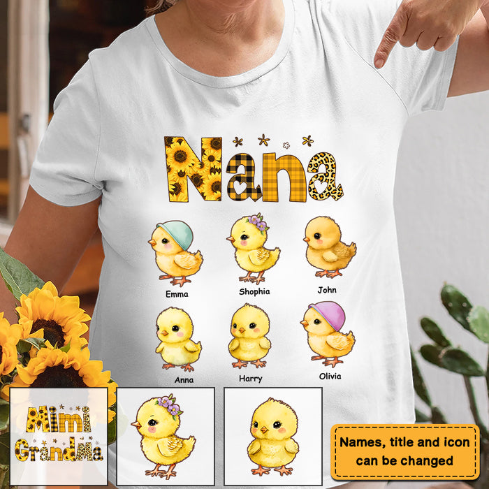 Personalized Chickabiddy Sunflower Grandma Kids T-Shirt