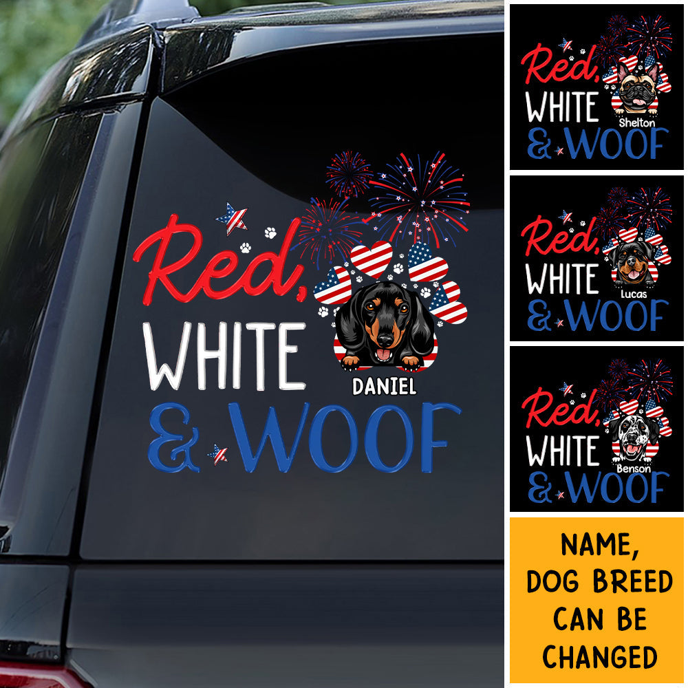 Personalized Custom Decal-Red White And Woof-Gift For Dad/Mom