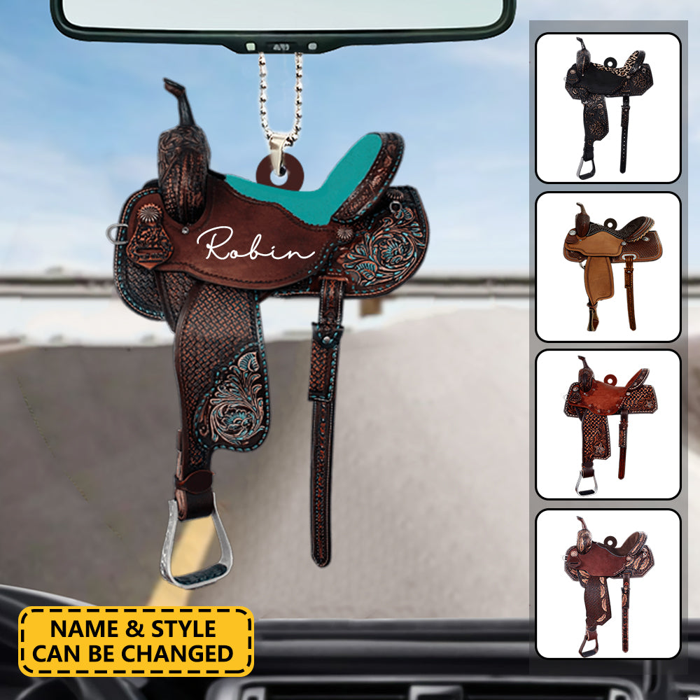 Horse Saddle - Personalized Flat Car Ornament